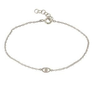 14k White Gold Evil Eye Bracelet